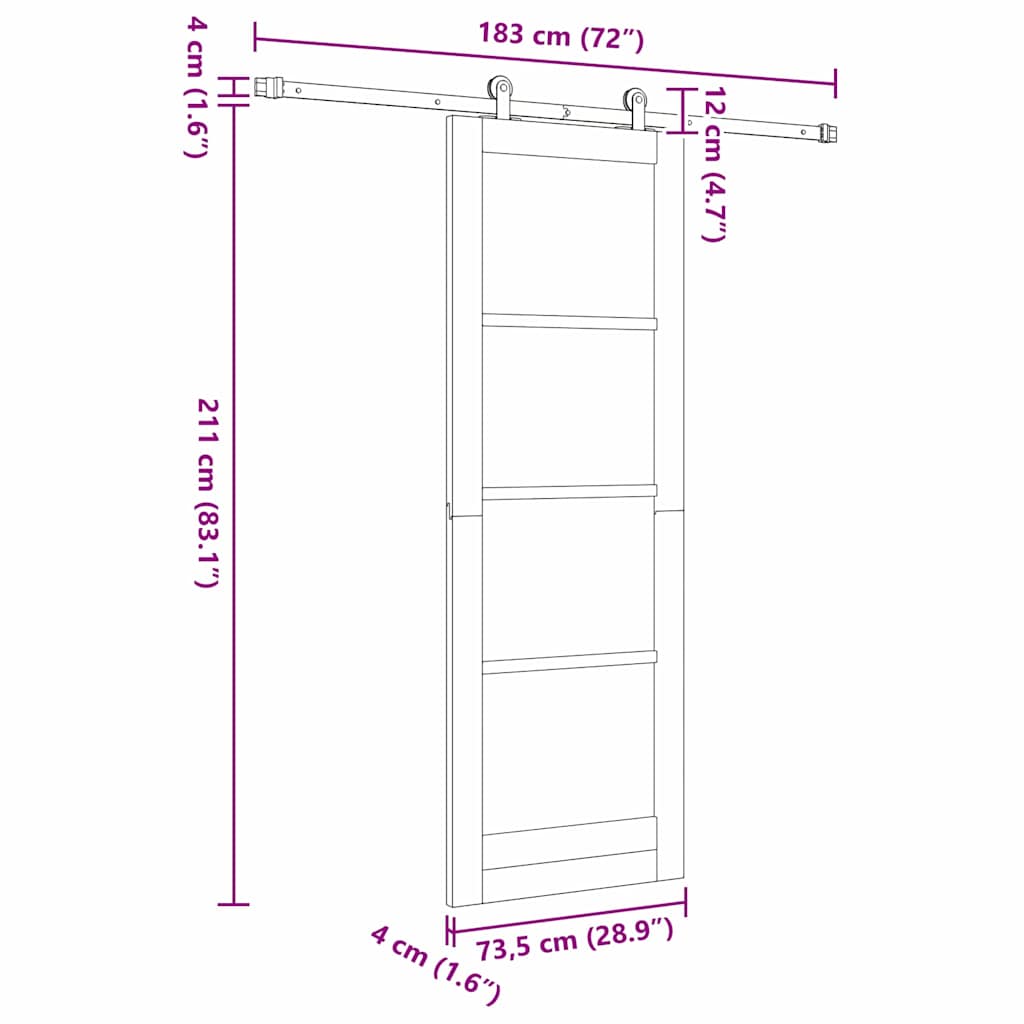 Συρόμενη Πόρτα ORKDAL Λευκό και Μαύρο 73,5 x 211 εκ - Pakobazaar