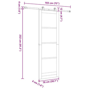 Συρόμενη Πόρτα ORKDAL Λευκό και Μαύρο 78 x 232 cm