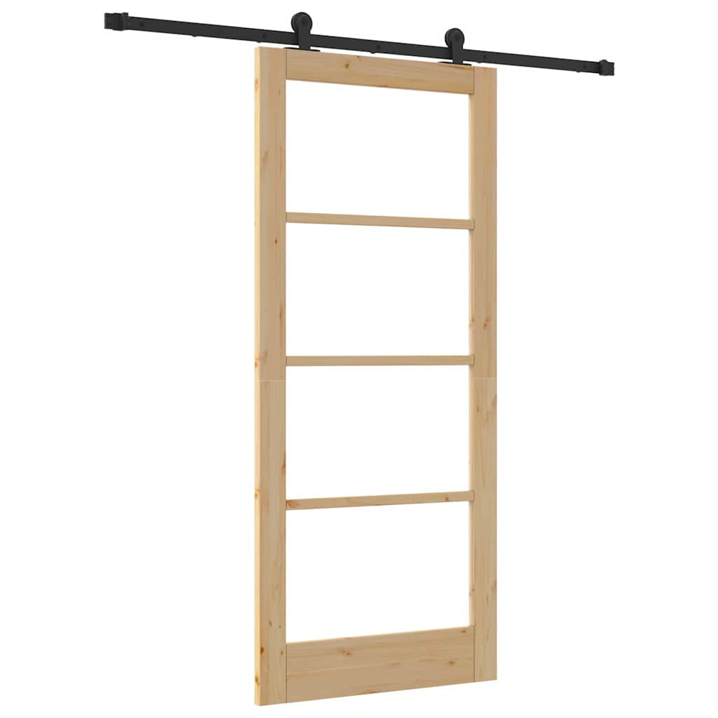 Συρόμενη Πόρτα ORKDAL 86 x 198,5 cm Μασίφ ξύλο πεύκου και γυαλί - Pakobazaar
