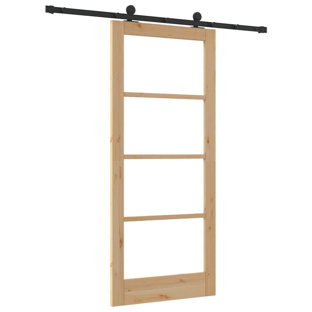 Συρόμενη Πόρτα ORKDAL 86 x 198,5 cm Μασίφ ξύλο πεύκου και γυαλί - Pakobazaar