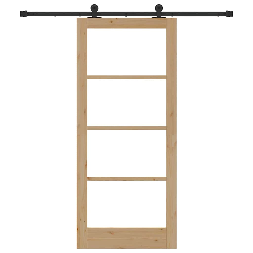 Συρόμενη Πόρτα ORKDAL 86 x 198,5 cm Μασίφ ξύλο πεύκου και γυαλί - Pakobazaar