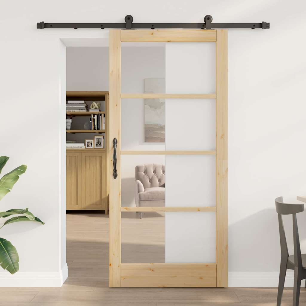 Συρόμενη Πόρτα ORKDAL Φυσικό και Μαύρο 93 x 202 cm - Pakobazaar