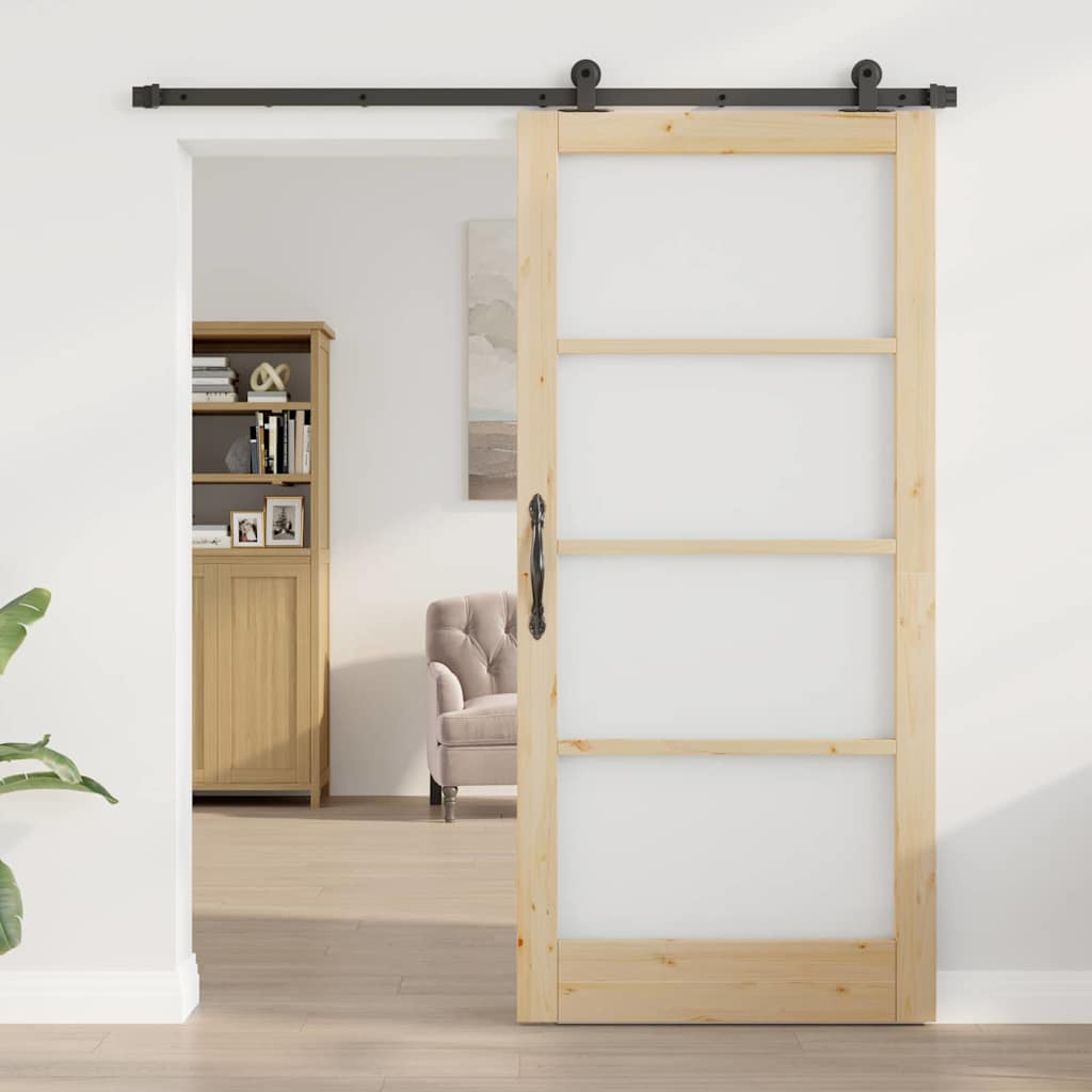 Συρόμενη Πόρτα ORKDAL Φυσικό και Μαύρο 93 x 202 cm - Pakobazaar