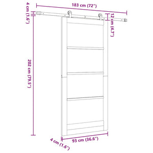Συρόμενη Πόρτα ORKDAL Φυσικό και Μαύρο 93 x 202 cm - Pakobazaar