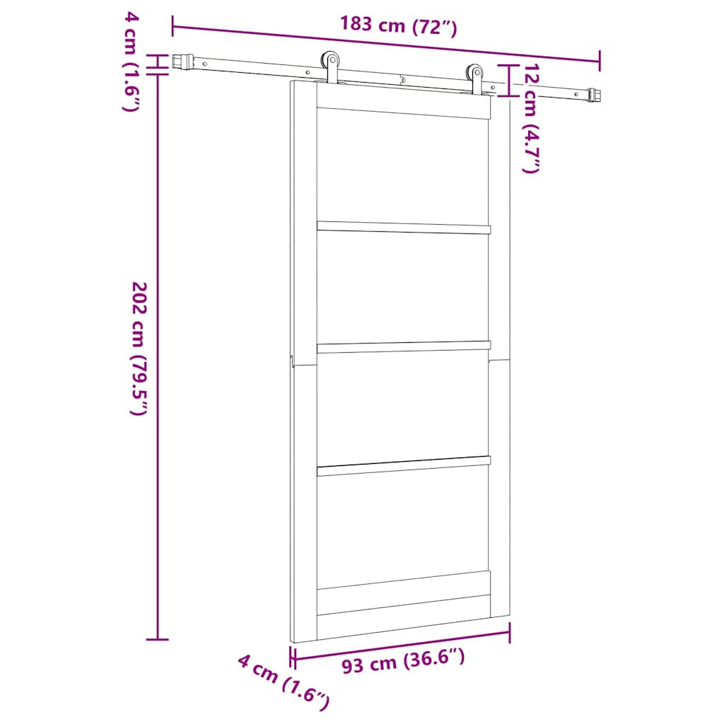 Συρόμενη Πόρτα ORKDAL Λευκό και Μαύρο 93 x 202 cm - Pakobazaar