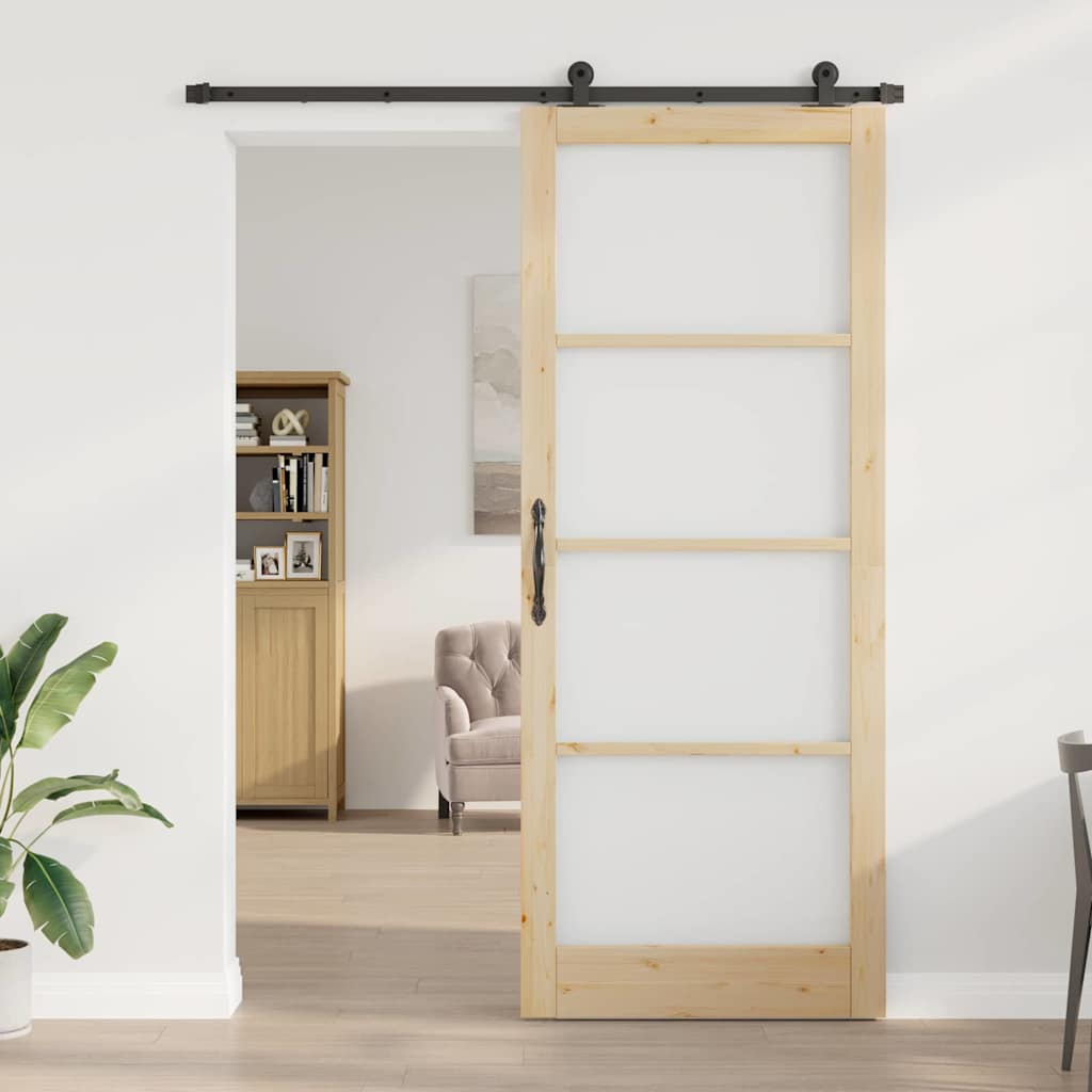 Συρόμενη Πόρτα ORKDAL Φυσικό και Μαύρο 93 x 232 εκ. - Pakobazaar