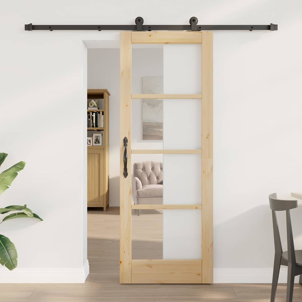 Συρόμενη Πόρτα ORKDAL Φυσικό και Μαύρο 73,5 x 198,5 εκ. - Pakobazaar