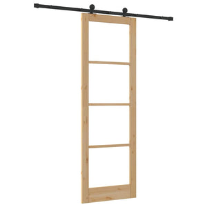 Συρόμενη Πόρτα ORKDAL 78 x 232 cm Μασίφ ξύλο πεύκου και γυαλί - Pakobazaar