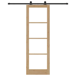 Συρόμενη Πόρτα ORKDAL 78 x 232 cm Μασίφ ξύλο πεύκου και γυαλί - Pakobazaar