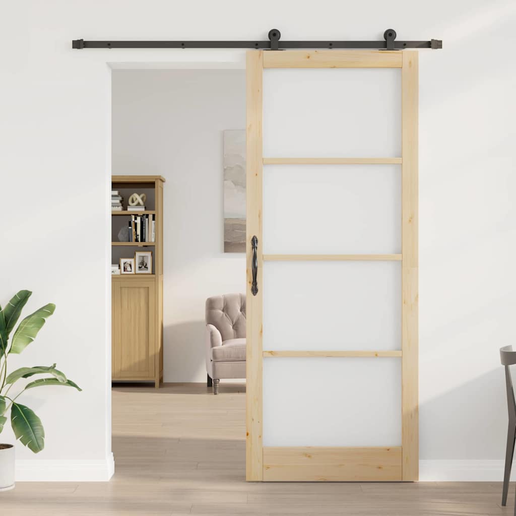 Συρόμενη Πόρτα ORKDAL Φυσικό και Μαύρο 93 x 232 εκ. - Pakobazaar