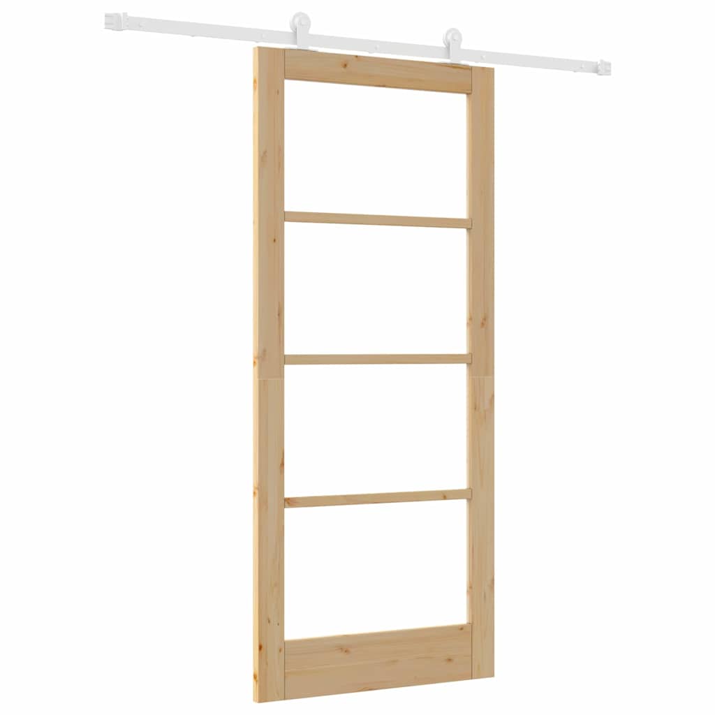 Συρόμενη Πόρτα ORKDAL 86 x 198,5 cm Μασίφ ξύλο πεύκου και γυαλί - Pakobazaar