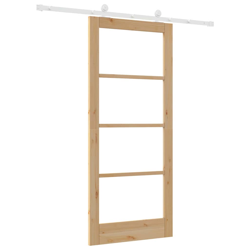 Συρόμενη Πόρτα ORKDAL 86 x 198,5 cm Μασίφ ξύλο πεύκου και γυαλί - Pakobazaar