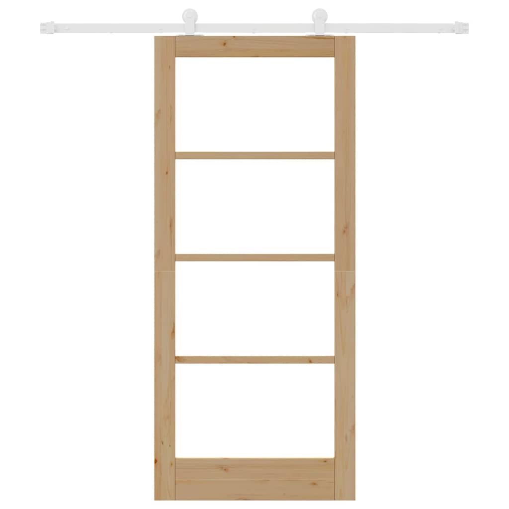 Συρόμενη Πόρτα ORKDAL 86 x 198,5 cm Μασίφ ξύλο πεύκου και γυαλί - Pakobazaar