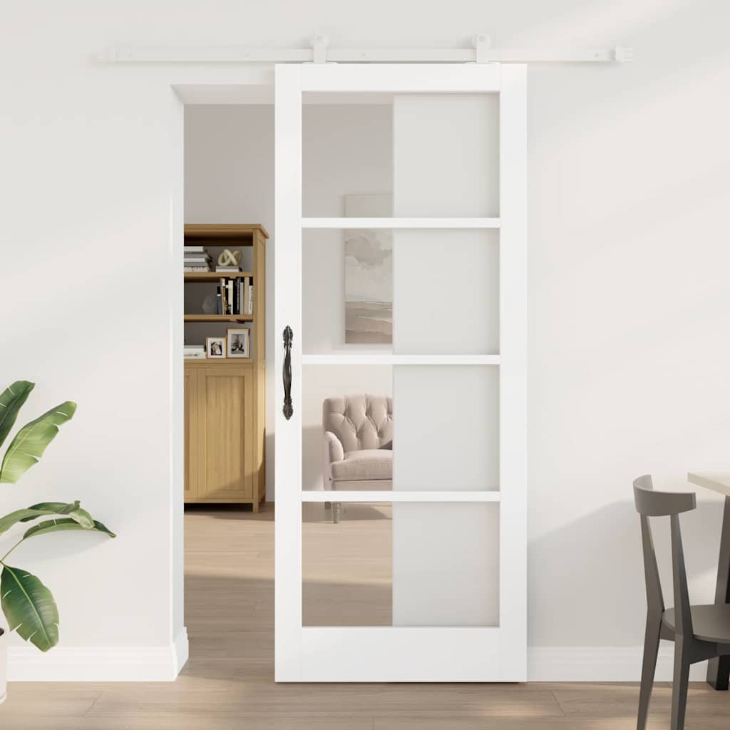 Συρόμενη Πόρτα ORKDAL 86 x 211 cm Μασίφ ξύλο πεύκου και γυαλί - Pakobazaar