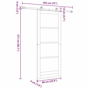 Συρόμενη Πόρτα ORKDAL 86 x 211 cm Μασίφ ξύλο πεύκου και γυαλί - Pakobazaar