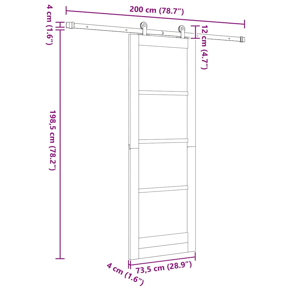 Συρόμενη Πόρτα ORKDAL 73,5 x 198,5 εκ. Λευκό - Pakobazaar