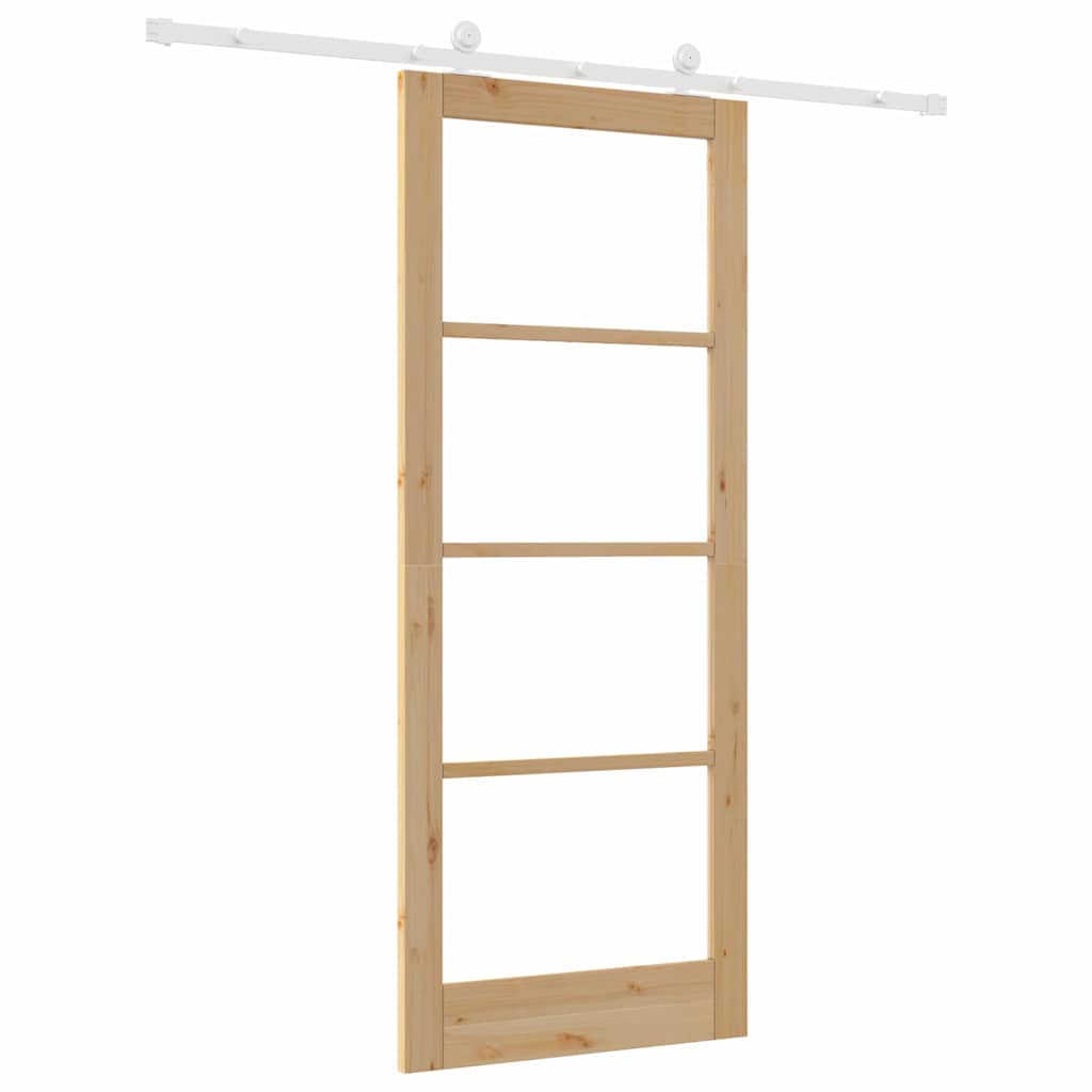 Συρόμενη Πόρτα ORKDAL 86 x 211 cm Μασίφ ξύλο πεύκου και γυαλί - Pakobazaar