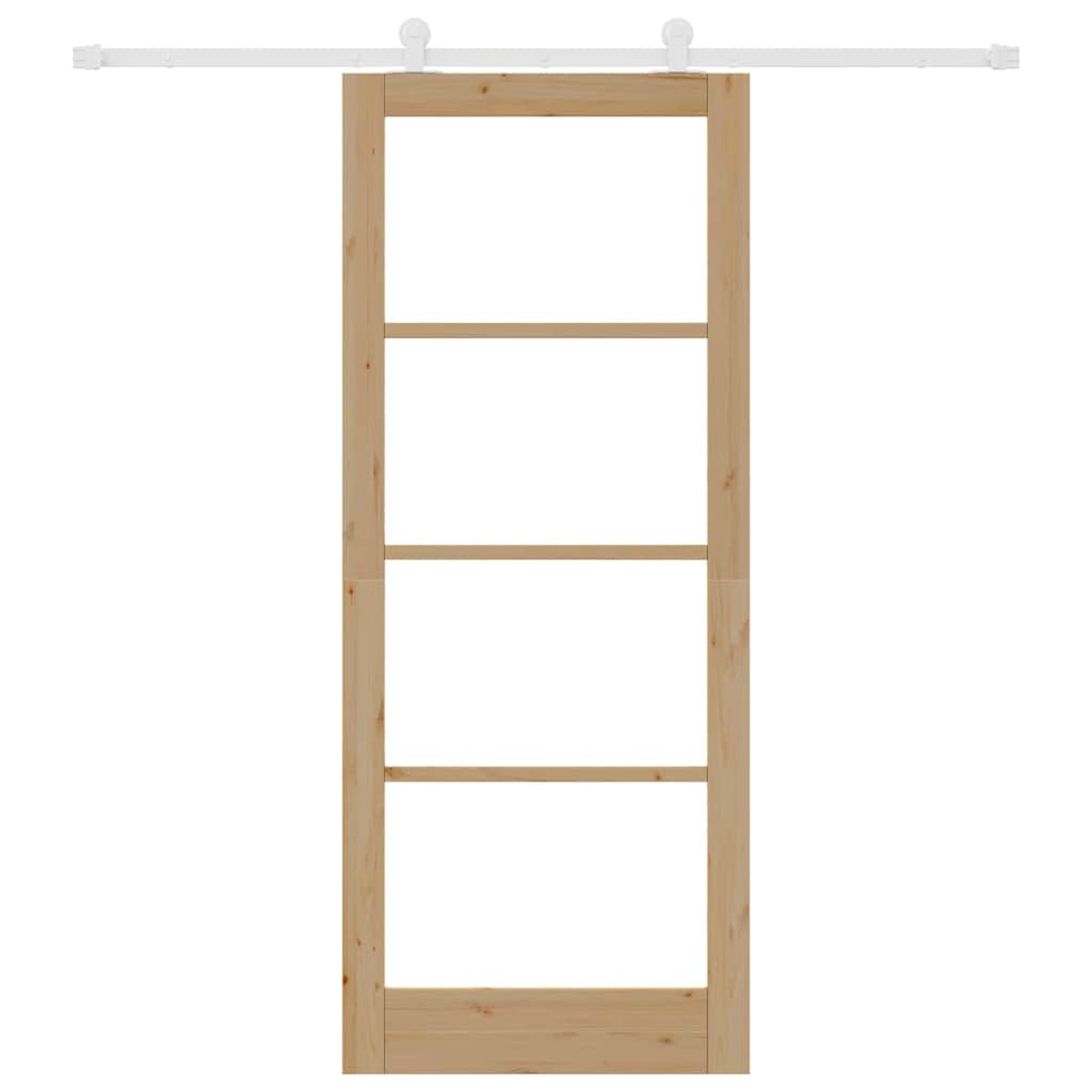 Συρόμενη Πόρτα ORKDAL 86 x 211 cm Μασίφ ξύλο πεύκου και γυαλί - Pakobazaar