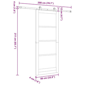 Συρόμενη Πόρτα ORKDAL 86 x 211 cm Μασίφ ξύλο πεύκου και γυαλί - Pakobazaar