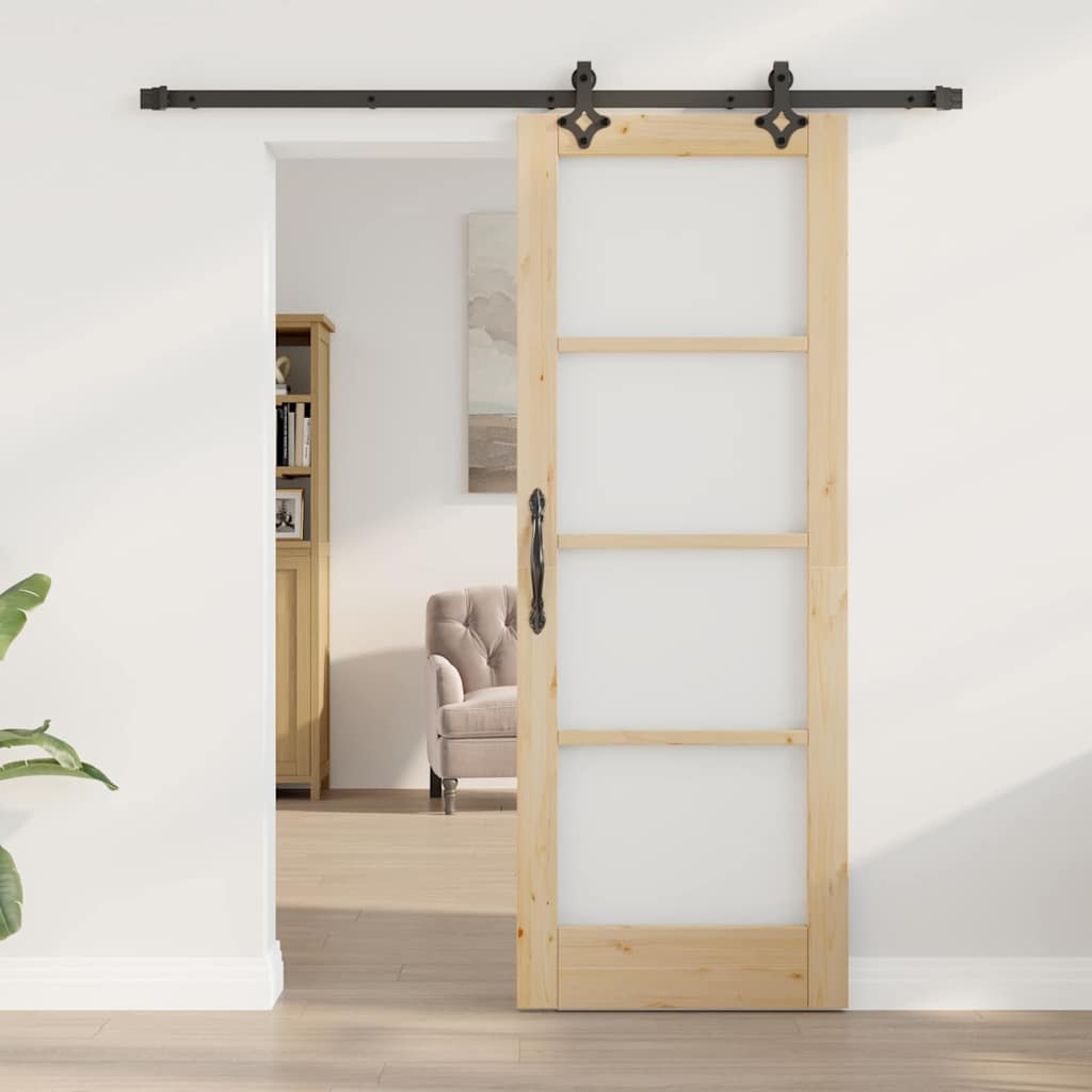 Συρόμενη Πόρτα ORKDAL Φυσικό και Μαύρο 73,5 x 198,5 εκ. - Pakobazaar