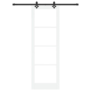 Συρόμενη Πόρτα ORKDAL 78 x 232 cm Μασίφ ξύλο πεύκου και γυαλί - Pakobazaar
