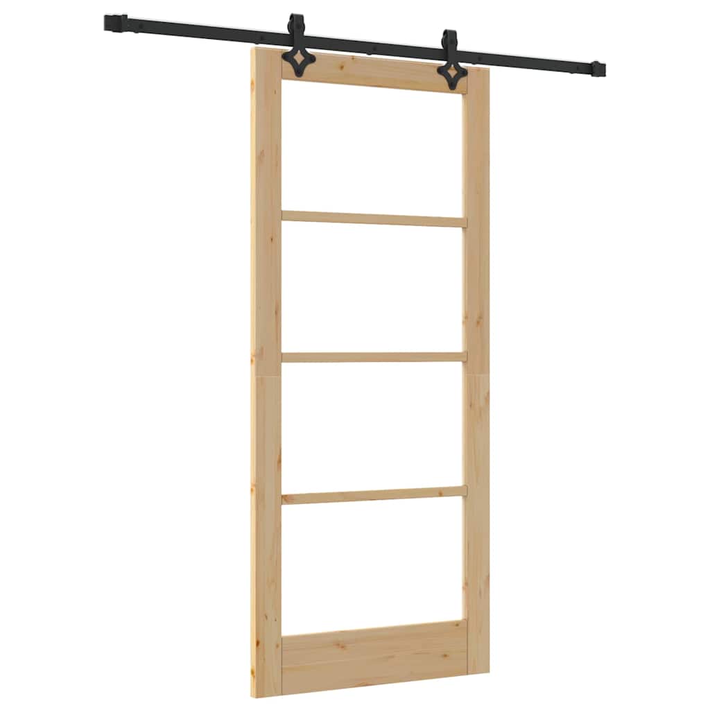 Συρόμενη Πόρτα ORKDAL 86 x 198,5 cm Μασίφ ξύλο πεύκου και γυαλί - Pakobazaar