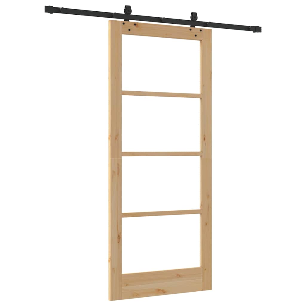 Συρόμενη Πόρτα ORKDAL 86 x 198,5 cm Μασίφ ξύλο πεύκου και γυαλί - Pakobazaar