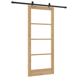 Συρόμενη Πόρτα ORKDAL 86 x 198,5 cm Μασίφ ξύλο πεύκου και γυαλί - Pakobazaar