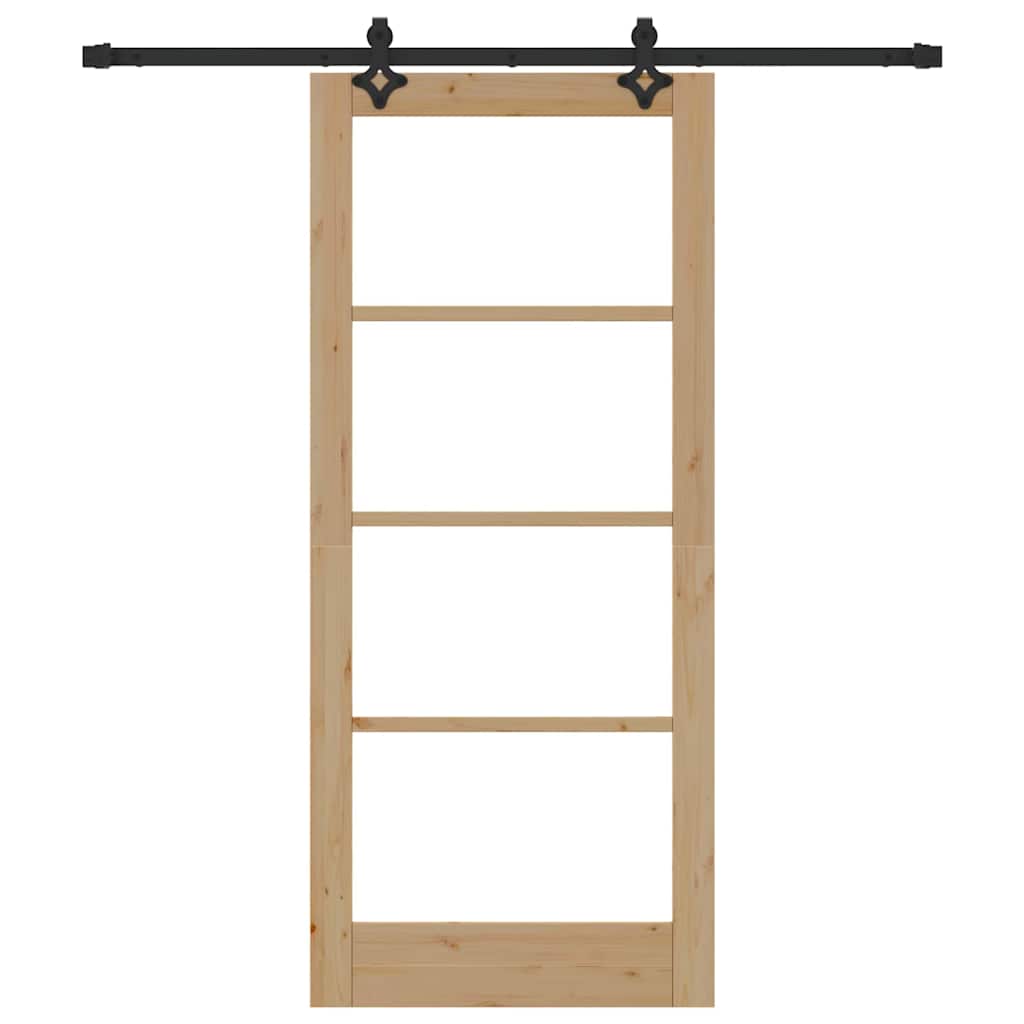 Συρόμενη Πόρτα ORKDAL 86 x 198,5 cm Μασίφ ξύλο πεύκου και γυαλί - Pakobazaar