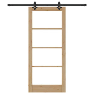 Συρόμενη Πόρτα ORKDAL 86 x 198,5 cm Μασίφ ξύλο πεύκου και γυαλί - Pakobazaar
