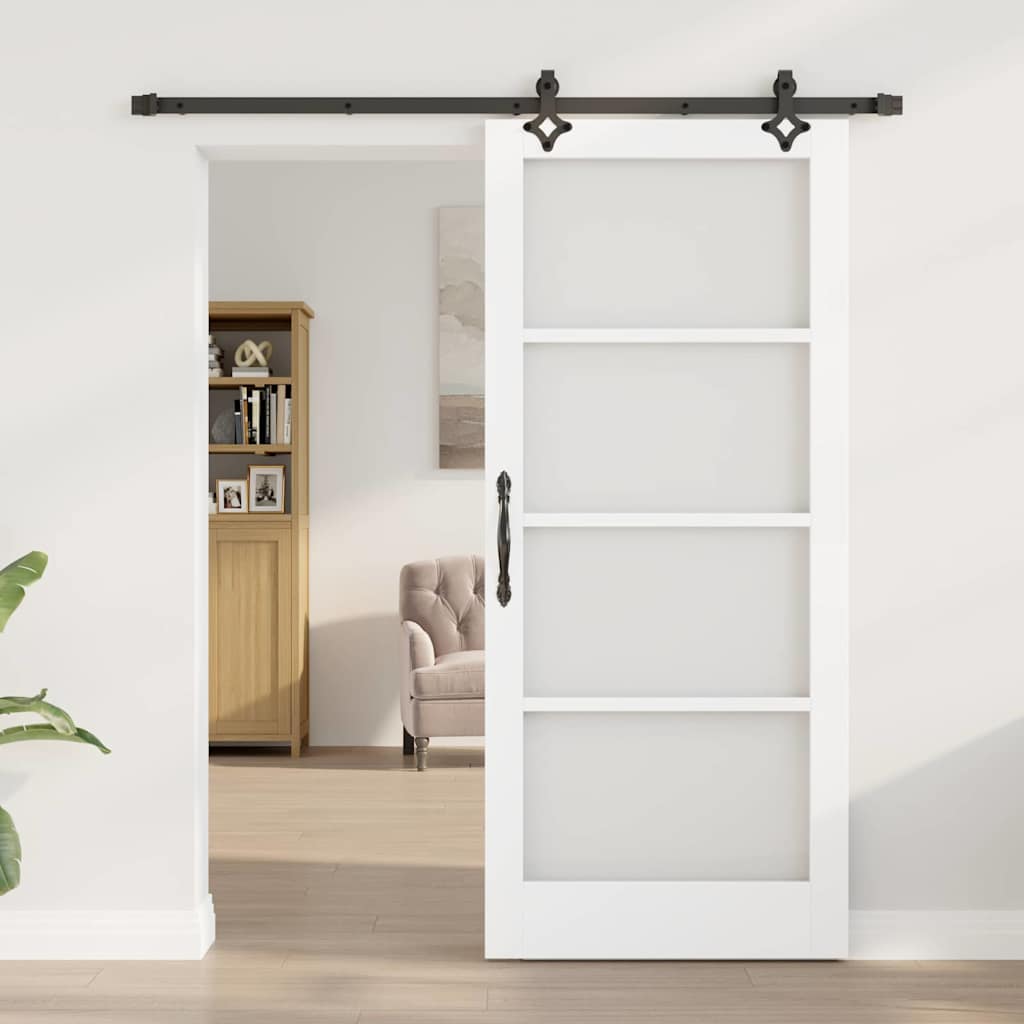 Συρόμενη Πόρτα ORKDAL 86 x 198,5 cm Μασίφ ξύλο πεύκου και γυαλί - Pakobazaar