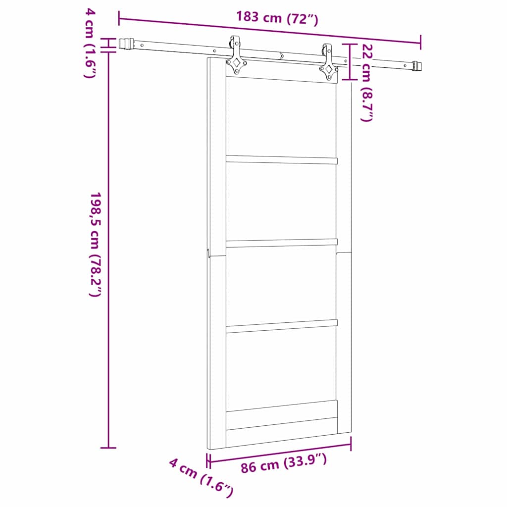 Συρόμενη Πόρτα ORKDAL 86 x 198,5 cm Μασίφ ξύλο πεύκου και γυαλί - Pakobazaar