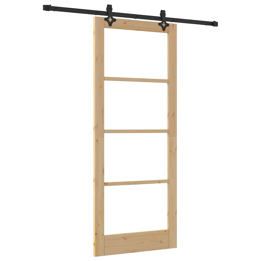 Συρόμενη Πόρτα ORKDAL 86 x 211 cm Μασίφ ξύλο πεύκου και γυαλί - Pakobazaar