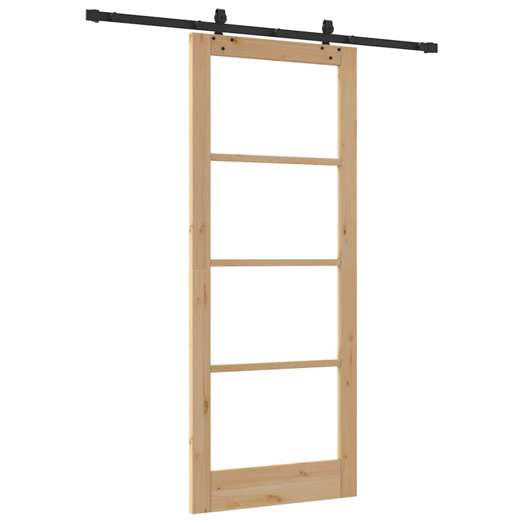 Συρόμενη Πόρτα ORKDAL 86 x 211 cm Μασίφ ξύλο πεύκου και γυαλί - Pakobazaar