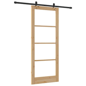 Συρόμενη Πόρτα ORKDAL 86 x 211 cm Μασίφ ξύλο πεύκου και γυαλί - Pakobazaar