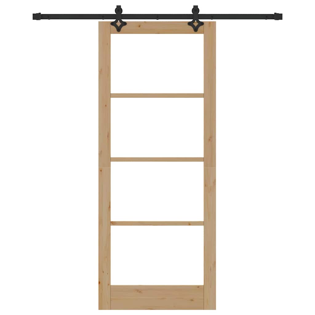 Συρόμενη Πόρτα ORKDAL 86 x 211 cm Μασίφ ξύλο πεύκου και γυαλί - Pakobazaar