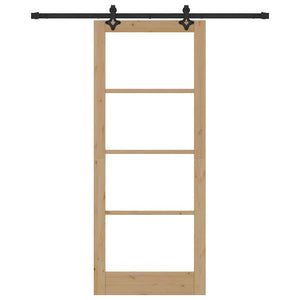 Συρόμενη Πόρτα ORKDAL 86 x 211 cm Μασίφ ξύλο πεύκου και γυαλί - Pakobazaar