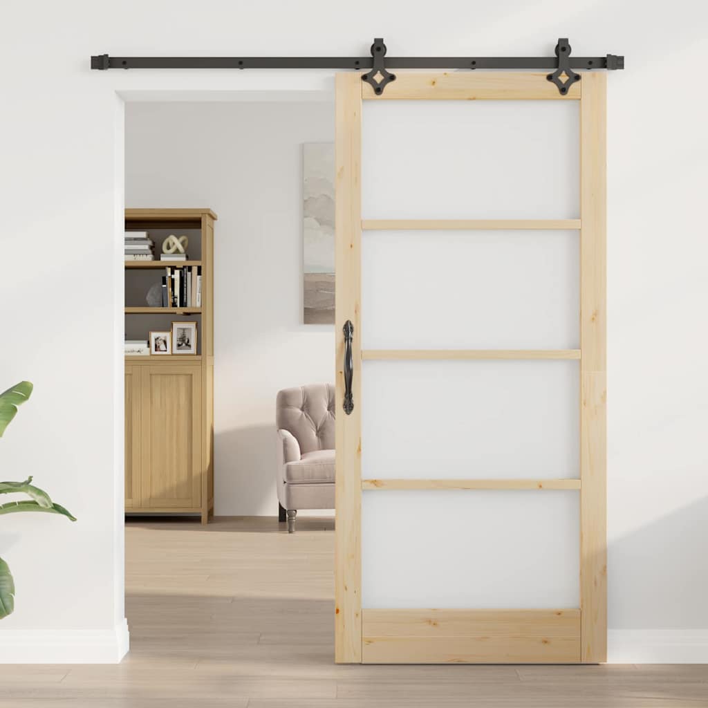 Συρόμενη Πόρτα ORKDAL Φυσικό και Μαύρο 93 x 202 cm - Pakobazaar