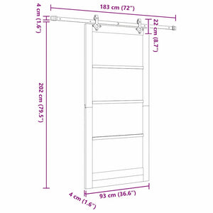 Συρόμενη Πόρτα ORKDAL Φυσικό και Μαύρο 93 x 202 cm - Pakobazaar
