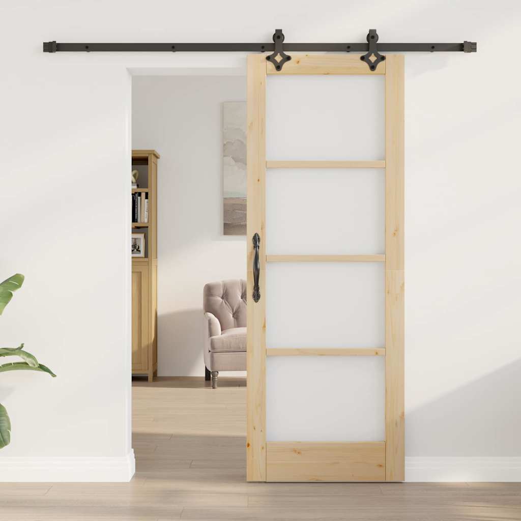 Συρόμενη Πόρτα ORKDAL Φυσικό και Μαύρο 73,5 x 198,5 εκ. - Pakobazaar