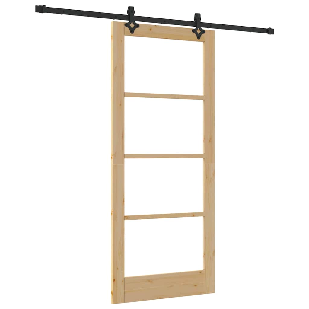 Συρόμενη Πόρτα ORKDAL 86 x 198,5 cm Μασίφ ξύλο πεύκου και γυαλί - Pakobazaar