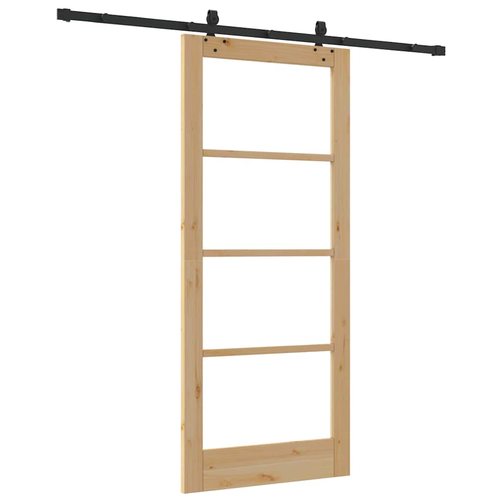 Συρόμενη Πόρτα ORKDAL 86 x 198,5 cm Μασίφ ξύλο πεύκου και γυαλί - Pakobazaar