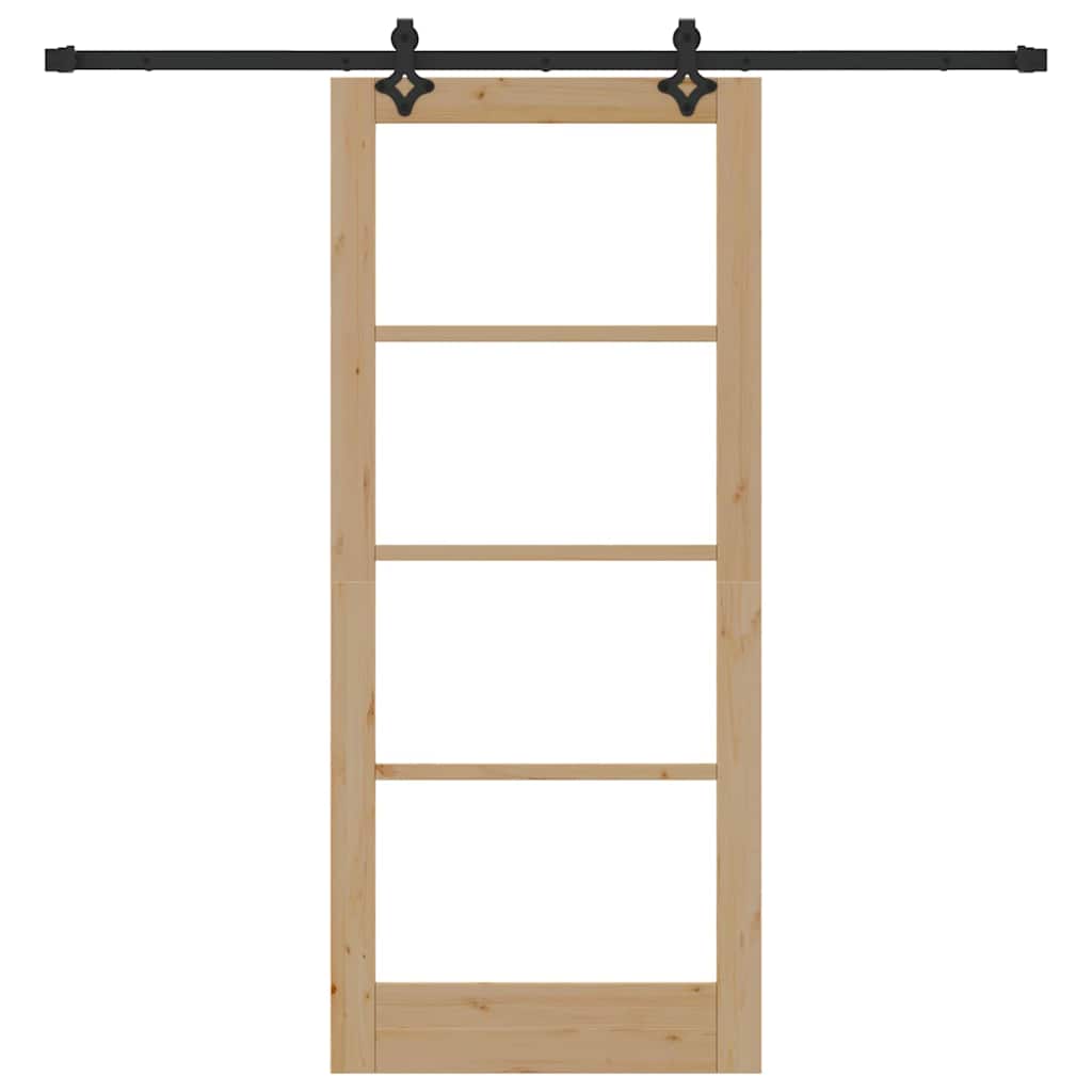 Συρόμενη Πόρτα ORKDAL 86 x 198,5 cm Μασίφ ξύλο πεύκου και γυαλί - Pakobazaar