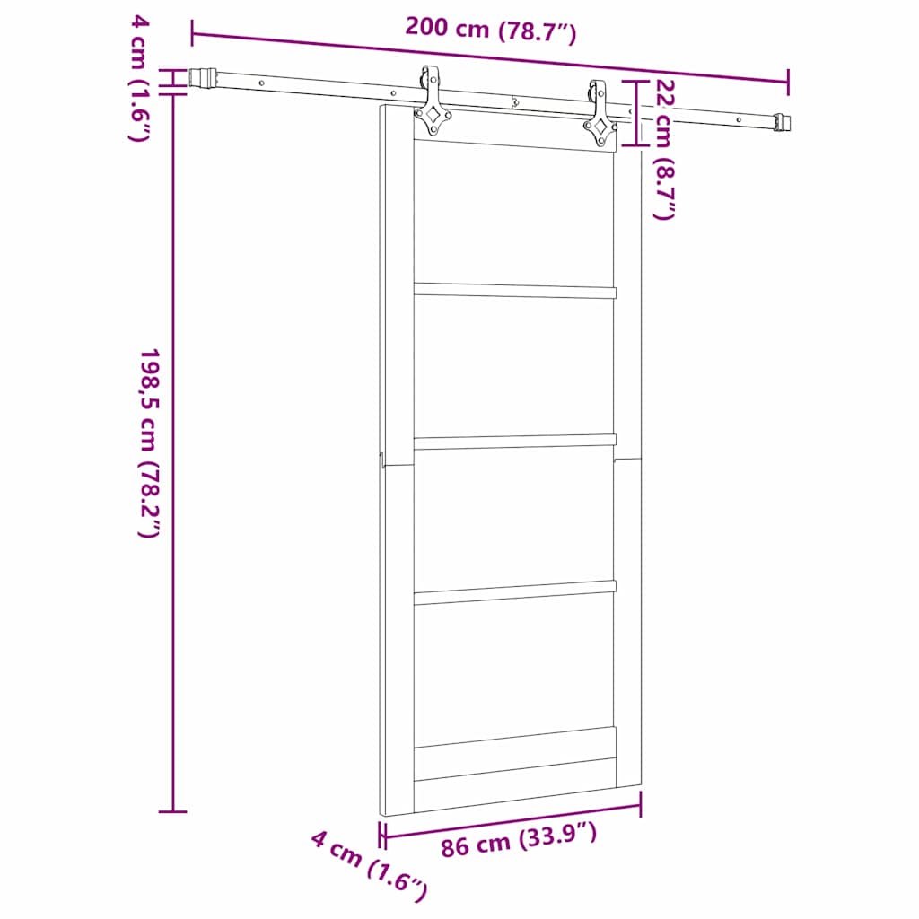 Συρόμενη Πόρτα ORKDAL 86 x 198,5 cm Μασίφ ξύλο πεύκου και γυαλί - Pakobazaar