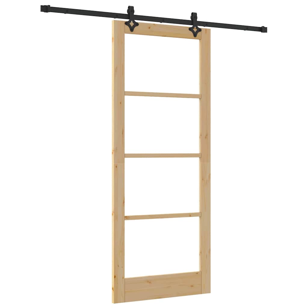 Συρόμενη Πόρτα ORKDAL 86 x 211 cm Μασίφ ξύλο πεύκου και γυαλί - Pakobazaar