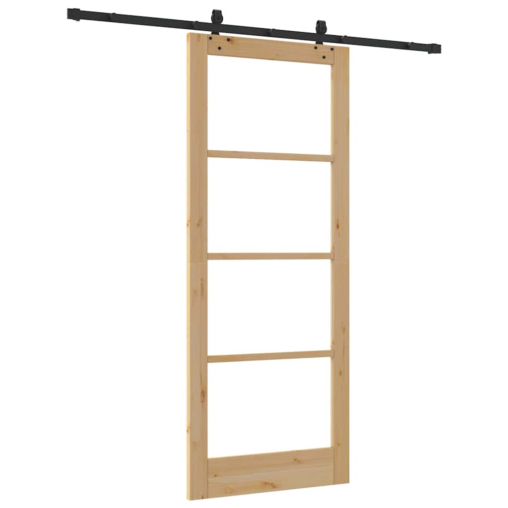 Συρόμενη Πόρτα ORKDAL 86 x 211 cm Μασίφ ξύλο πεύκου και γυαλί - Pakobazaar
