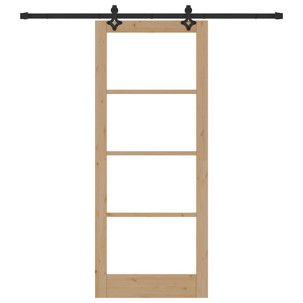 Συρόμενη Πόρτα ORKDAL 86 x 211 cm Μασίφ ξύλο πεύκου και γυαλί - Pakobazaar