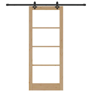 Συρόμενη Πόρτα ORKDAL 86 x 211 cm Μασίφ ξύλο πεύκου και γυαλί - Pakobazaar