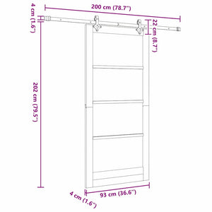 Συρόμενη Πόρτα ORKDAL Λευκό και Μαύρο 93 x 202 cm - Pakobazaar