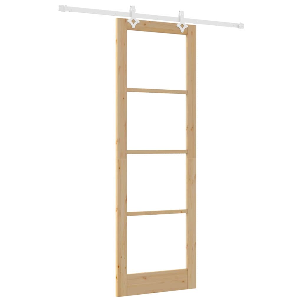 Συρόμενη Πόρτα Φυσικό 78 x 232 cm Μασίφ ξύλο πεύκου και γυαλί